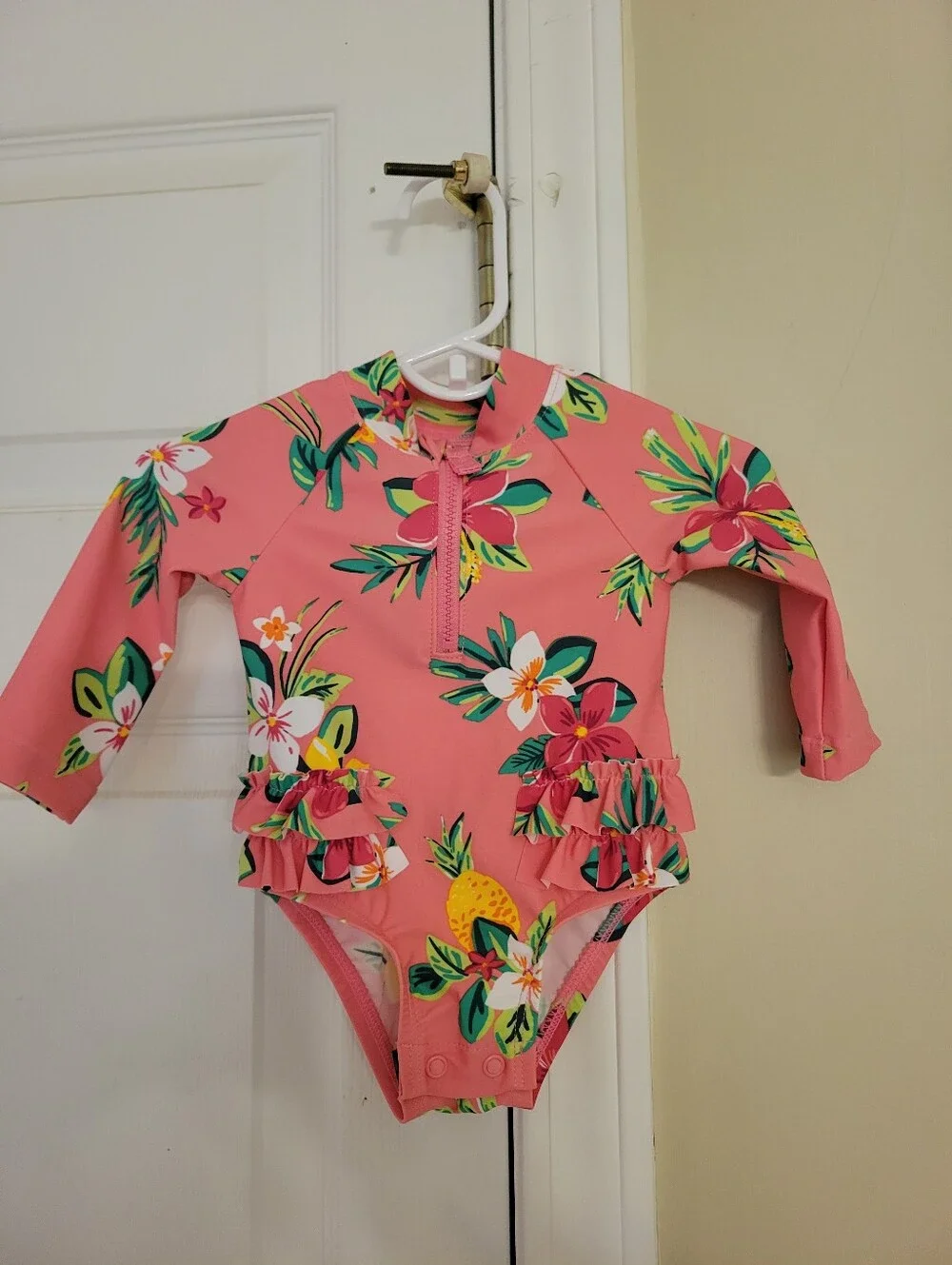 Carters Rashguard Swimsuit Pink Floral 3 Months